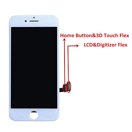 Premium Screen Replacement For Iphone 7 4.7’ 3D Touch Screen Repair Kit (Model A1660, A1778, A1779) Digitizer Display With Back Plate, Waterproof Adhesive, Tools, Tempered Glass, Instruction(White) #TOP2