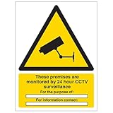 Warning Security – Monitored By 24 Cctv For The Purpose Of ¿ – 150 x 200 mm Restickable Sicherheitsschild