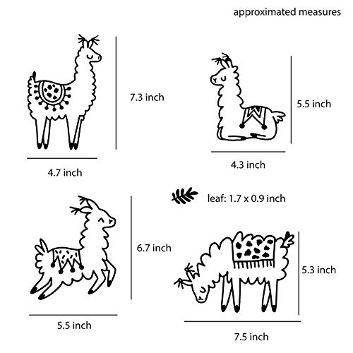 Vinilos decorativos infantiles con alpacas y cactus, 50 piezas miniatura 5