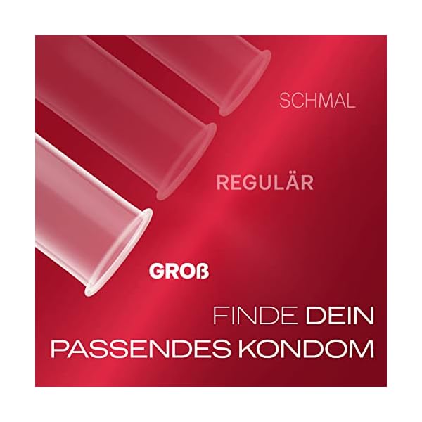 Durex Gefühlsecht XXL Kondome – Dünne Kondome mit großer Passform & mit Silikongleitgel befeuchtet, transparent, angenehmer Geruch - für einen komfortablen Sit – 30er Pack (1 x 30 Stück) – Bild 4