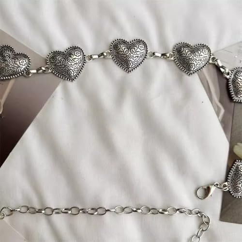 Women's Golden Heart Waist Chain Vintage Alloy Metal Belt Adjustable Carved Heart Waist Jewelry4