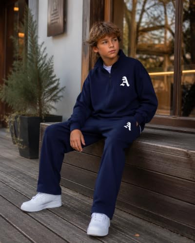 Image of Cakaner Boys Color Block Button Down Shirt and Jogger Pants Button Up Sweatsuits Sets (Size: 5-12T)