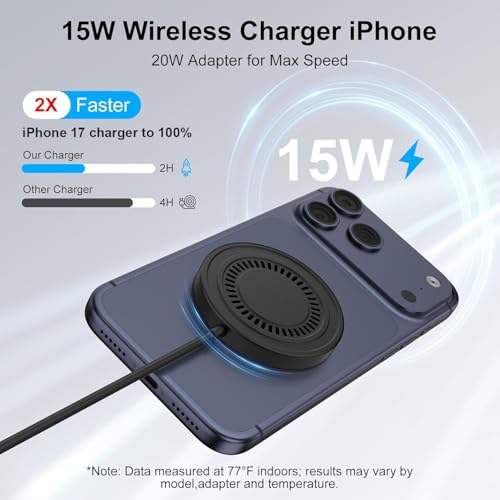 Image of for iPhone 17e Mag-Safe Charger 2 Pack 15W Magnetic Wireless Charger Fast Charging Pad for iPhone 17 16 15 14 13 12&Airpods Pro 4 3,15W Wireless Charger Android USB-C /A for Google Pixel 10a Galaxy S26