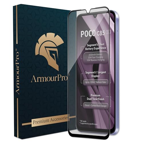 Image of ArmourPro Anti Glare Matte Tempered Glass for Poco C85 and Redmi 15C - Anti Fingerprint Screen Protector, 9H Scratch Resistant, Smooth Touch, Edge-to-Edge Full Coverage