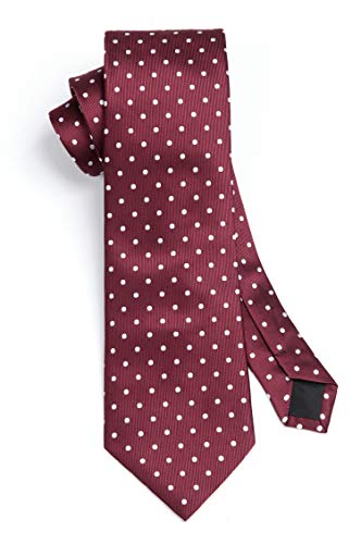 Image of HISDERN Polka Dot Ties for Men Classic Silk Ties and Pocket Square Formal Business Necktie Handkerchief Wedding Party