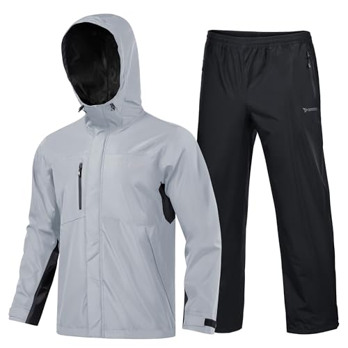 Rodeel Waterproof Fishing Rain Coat and Pant Suit for Men Outdoor Hiking (Rain Gear Jacket & Trouser Suit)