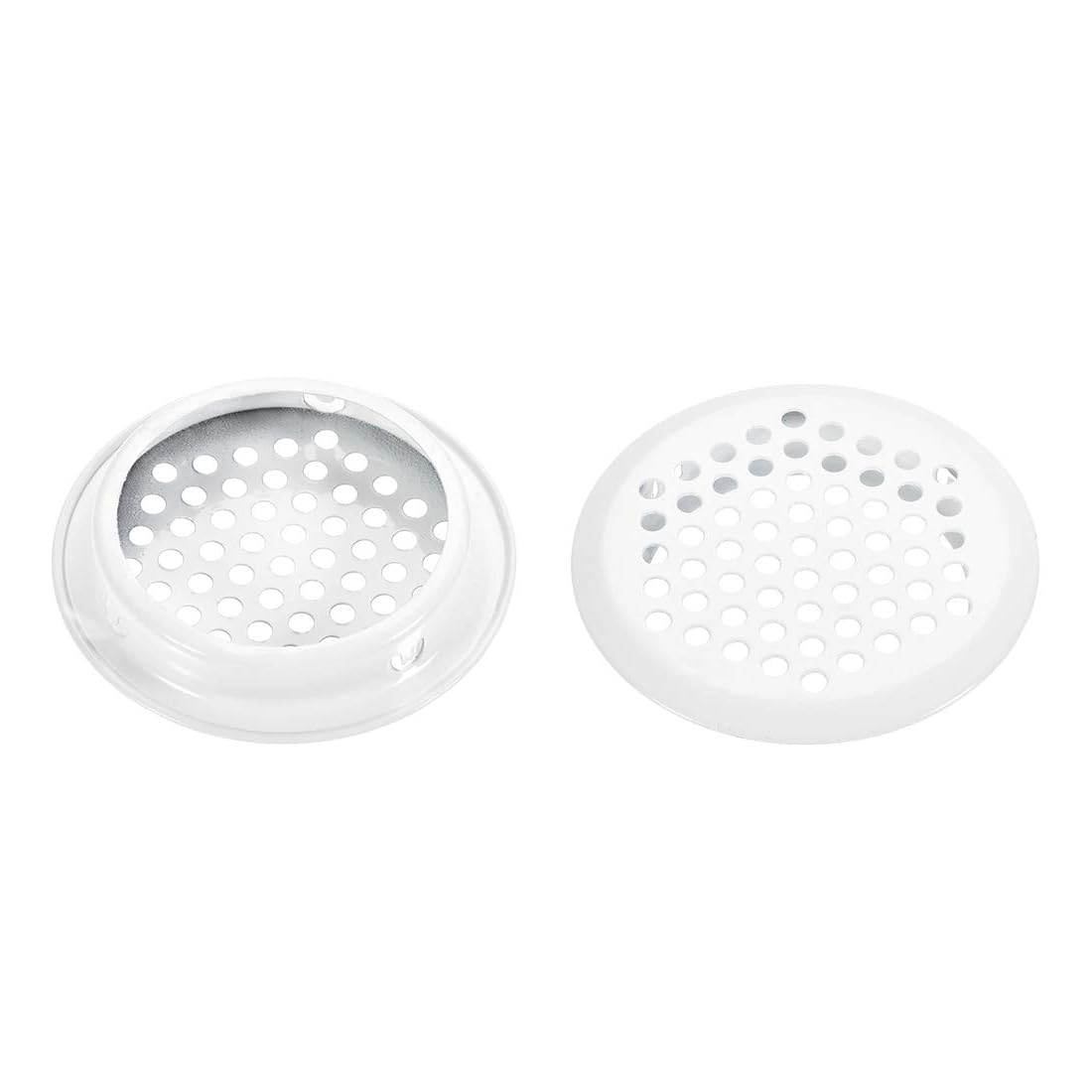 TOP-VIGOR Round Mesh Air Vents for Cabinets & Wardrobes, Fit 53mm / 2.09" Cut-Out, Stainless Steel White Baked Finish, Low-Profile Vent Cover, OD 65mm / 2.56", Pack of 5