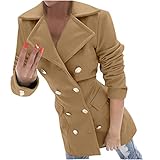 Women Casual Work Office Blazer Jacket Trendy Ruffle High-Low Coat Women's Turn Down Collar Trench...