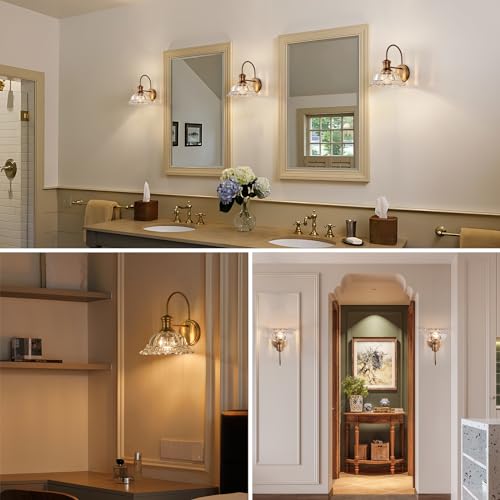 Image of HDDFL Wall Scones Matte Brass Wall Lighting Fixture Vintage Indoor Lamp for Bedroom Living Room Door Header 2 Pack