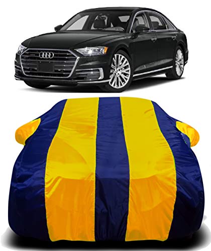 Image of Car Body Cover Waterproof Accessories Compatible with Audi A8 Car Body Protection Dust Proof Rain Cover Protects from Sunlights and Uv | Yellow Stripes