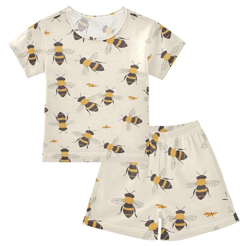ALAZA Bee Funny Stylish Pajamas Short Sleeve 2 Piece Sleepwear Top and Bottom Pajama Set Unisex