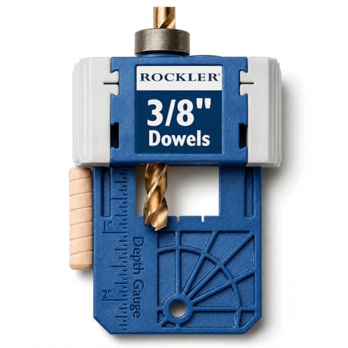 Rockler 3/8” Doweling Jig Kit w/Drill Bit & Stop Collar – Wood Dowel Jig kit – Dual Edge Stops for Easy Alignment w/Dovetail – Durable Nylon Jig w/Steel Bushings – Dowel Jointer Jig w/Hex Wrench