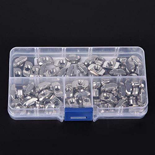 120Pcs M4 M5 M6 Carbon Steel T Slot Sliding Nut Hardware 3030 Series Aluminum Profile Hammer Head T Nut With Plastic Stora Box