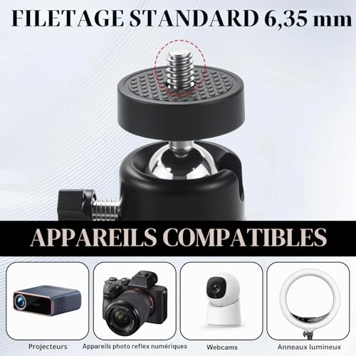 xtemtoamz Support mural pour projecteur, pivotant à 360°, avec filetage 1/4, pour bureau, home cinéma, salle de jeux – vue 8