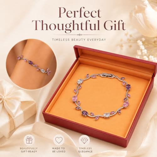 Image of Shining Diva Fashion Tulip Bracelet for Women, Floral Crystal, Anti Tarnish Jewellery Stylish Bracelet Gifts for Girls