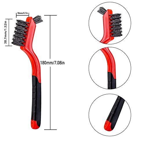 Image of Wire Scratch Brush Set Soft Grip for Rust, Dirt & Paint Scrubbing with Deep Cleaning (24, 24PCS - 10PCS Stainless Steel Wire 10PCS Brass Wire and 4PCS Nylon Wire)