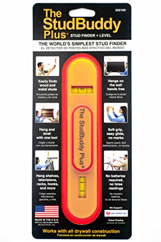 Image of The StudBuddy Plus Magnetic Stud Finder with Level - Made in the USA - Easy to Use Stud Finder for Drywall and Wood