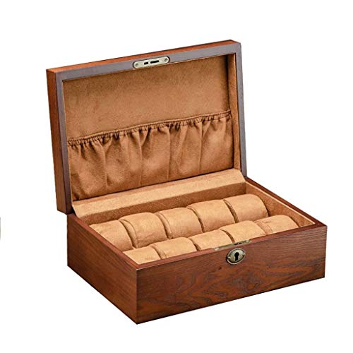 ZWH-Cajas para Relojes Madera 10 Reloj De La Joyería Soporte De Exhibición De La Caja Caja De Almacenamiento Organizador con La Cerradura Cover