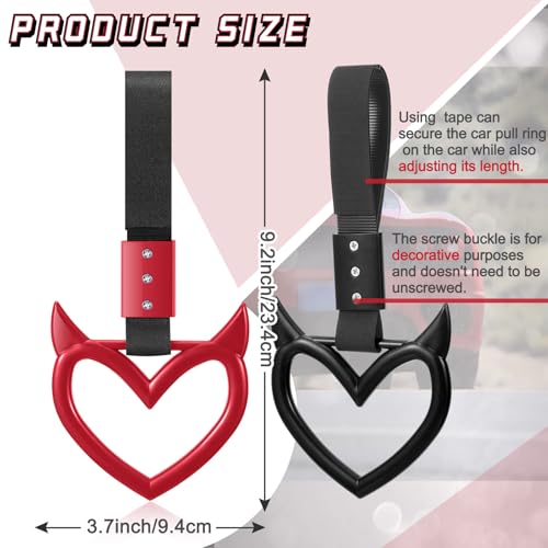 Image of Fabbay 2 Pieces Heart Handle Keychains Car Accessory Heart Hand Strap Drift Charm for Car Interior Exterior Decoration(Red and Black,Devil Style)