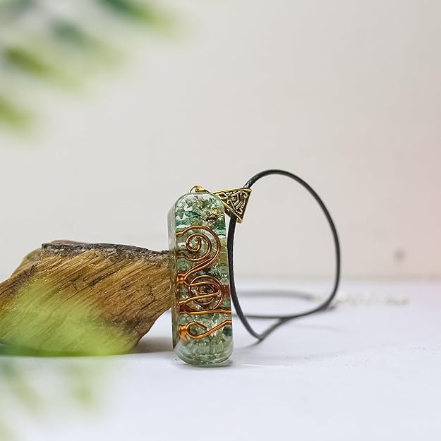 Image of Orgonite Pendant with Power Symbol Handmade Resin Energy Amplifier Necklace