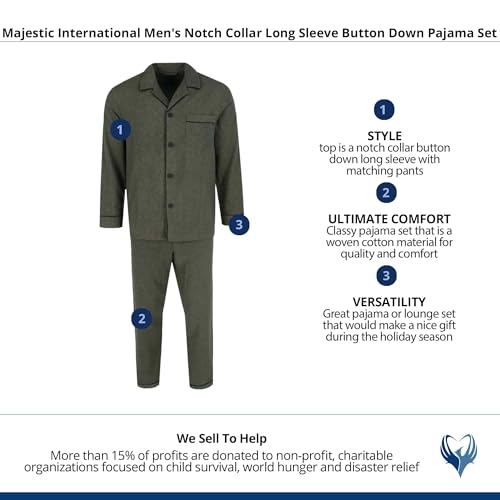 Majestic International Men's Notch Collar Long Sleeve Button Down Pajama Set4