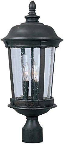 Maxim Lighting 40091CDBZ Three Light Seedy Glass Post Light, Bronze