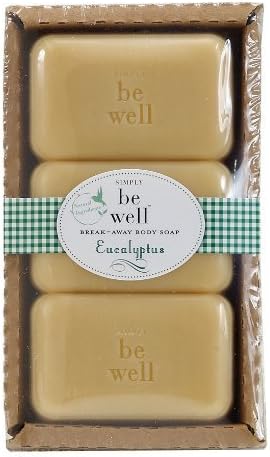 EUCALYPTUS Moisturzing Bar Soaps - Gluten, Paraben, Artificial Color Free - 9.5 OZ Gift Boxed Set of 3 Breakaway Bath Soaps