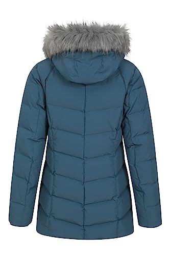 Mountain Warehouse Isla II Womens Down Jacket - Water Resistant Puffer Coat with Faux Fur Trim Hood, Zipped Pockets & Thermal Tested -35 °C - For Winter & Outdoors Blue Women's Size 14 - Image 4