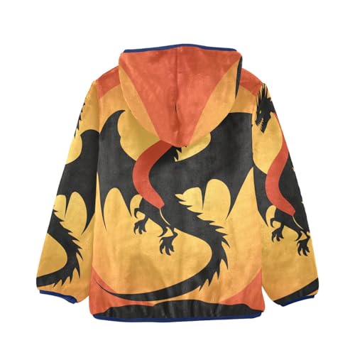 Sunset Dragon Girls Fleece Jacket Girls Fall Jacket Girls Zip Up Hoodie Girls Sherpa Jacket 2-10T2