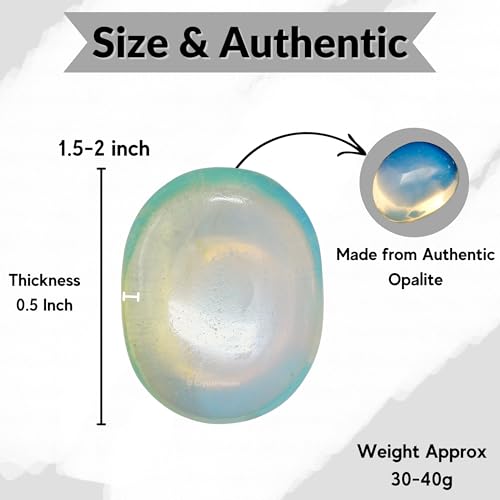 Image of Crystal Heaven Opalite Crystal Palm Pebbles Stones For Anxiety Stress Relief Massage - Aaa Grade Original Healing Gemstone Agate Palm Stone For Yoga Meditation Spiritual Reiki Feng Shui