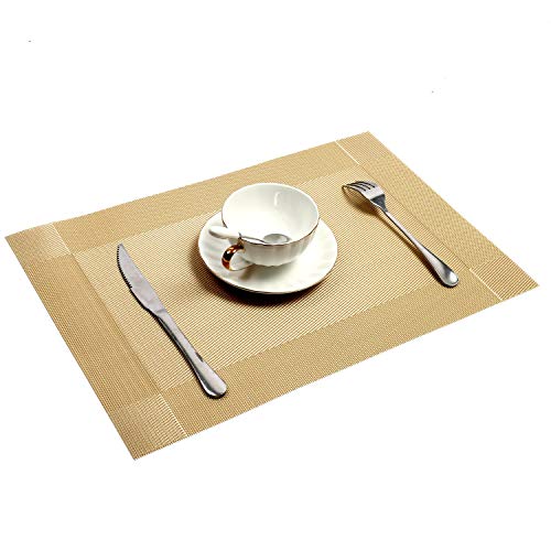 Image of Placemats Heat-Resistant PVC Placemat for Dining Table Woven Vinyl Stain Resistant Table Mats Easy to Clean. (5)