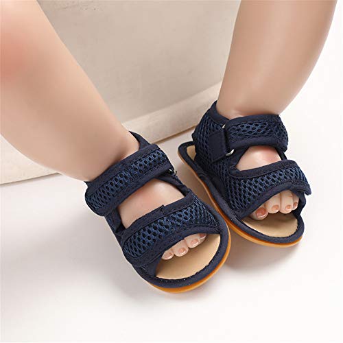 E-Fak Baby Boys Girls Summer Sandals Outdoor Beach Anti-Slip Rubber Soft Sole Newborn Toddler First Walker Shoes(6-12 Months Infant, 01 Dark Blue) #TOP1