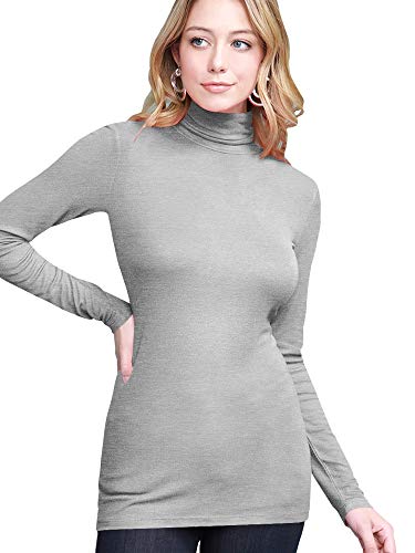 Image of Lock and Love Women's Turtleneck Top Lightweight Long Sleeve Slim Fit Pullover, Soft Rayon Stretch Layering Basic, S-3XL
