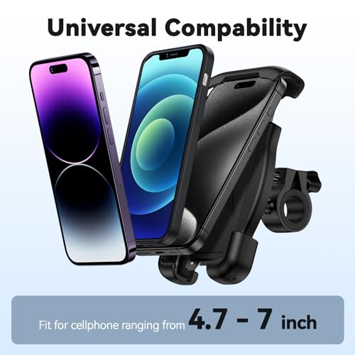 Image of FiveBox 1Pack Bike Bicycle Cell Phone Holder, Biking Cycle Handlebar Smartphone Mount for Ebike, Road Bike, Mountain Bike, Electric Scooter, Motorcycle, Comapatible iPhone, Samsung