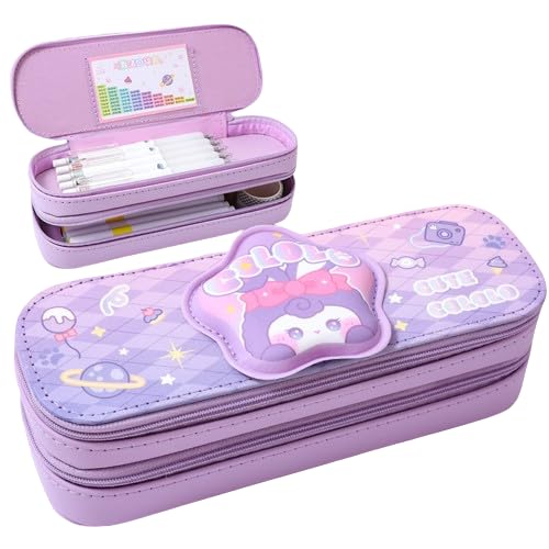 Image of Invite Pencil Case Double Layer 3D Cute Pencil Case Aesthetic Pencil Case for Girls Large Capacity Pen Pencil Pouch Multifunctional Stationery Organizer for School (Double Layer Cololo)