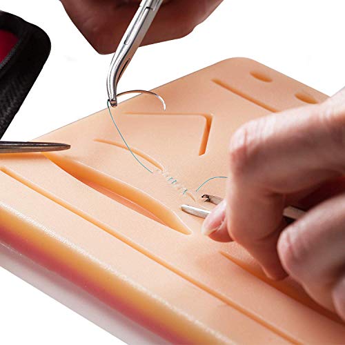 Suture Training Pad Suture Practice Kit for Medical Dental Vet Training Students, Including Large Silicone Pad,Tool Kit with Needles - Thumbnail 4