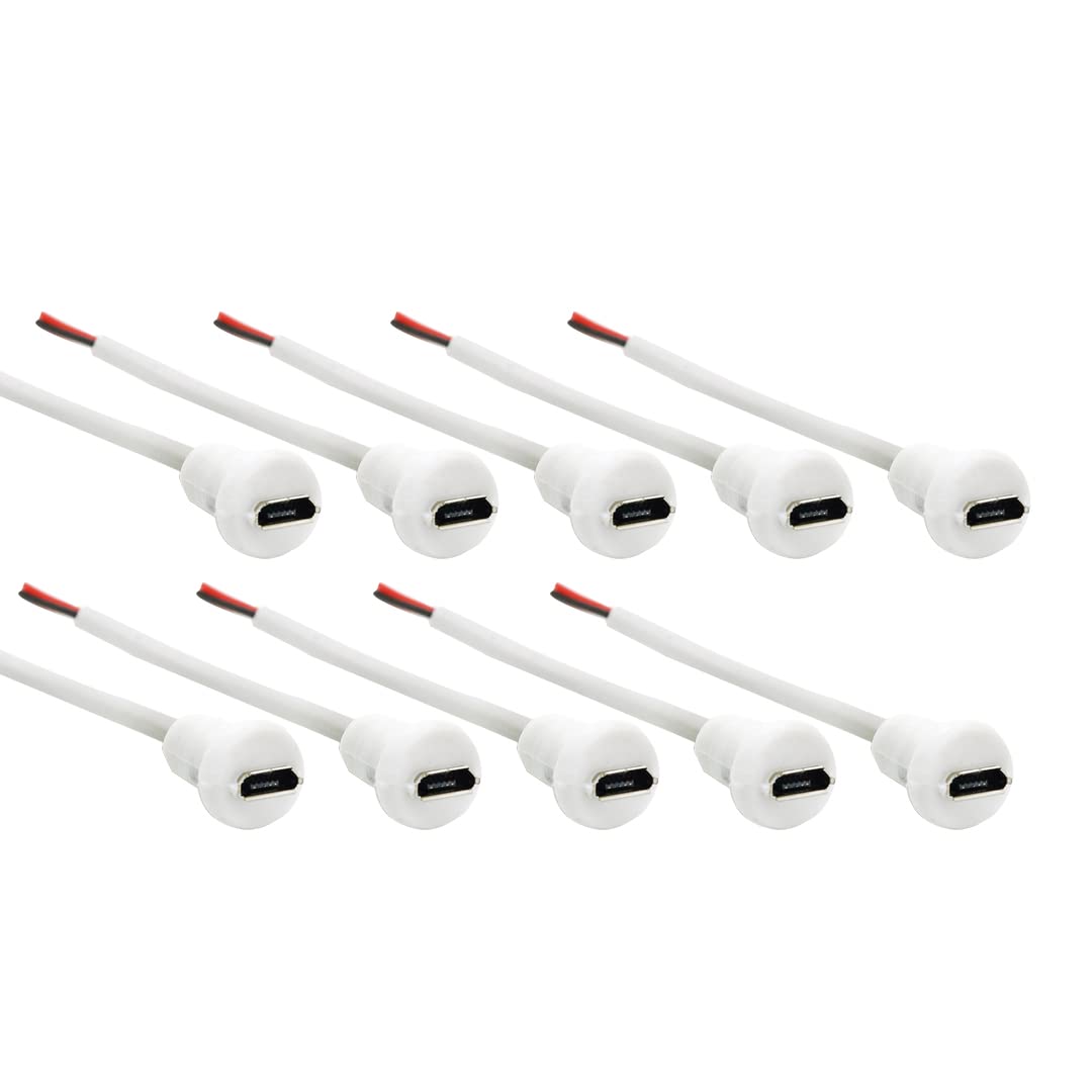 Electronic Spices Panel Mount Female Micro Usb Cable End Open Type (White) Electronic Components (Pack of 10) (B0B71PR7D8) Amazon Price History, Amazon Price Tracker