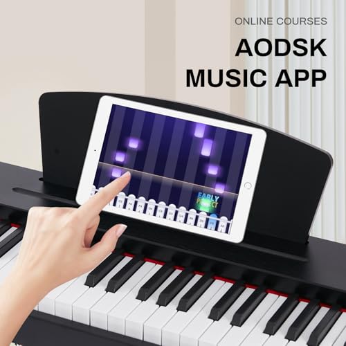 AODSK AD-X1 Clavier numérique pour débutant avec 88 touches, piano électrique pour débutants, avec support de partition, pédale, adaptateur secteur, prise en charge du mode - Les Beatles, Paul McCartney, John Lennon, RIngo Starr, George Harrison AODSK AD-X1 Clavier numérique pour débutant avec 88 touches, piano électrique pour débutants, avec support de partition, pédale, adaptateur secteur, prise en charge du mode – Image 7