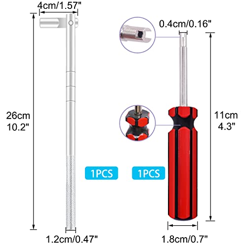 Image of Tire Valve Stem Tool Puller and Installer Kit - 4PCS TR412, 4PCS TR413, 4PCS TR414 Snap-in Tire Valve Stem with Valve Cores, Single Head Valve Core Remover Installer Tool