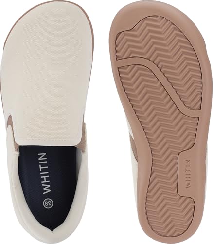Image of WHITIN Women's Wide Barefoot Shoes | Elastic V-Detail Classic Slip-On | Minimalist Walking Sneakers