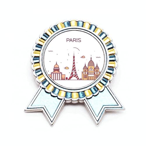 Broche plate Paris en métal taille M avec motifs monuments