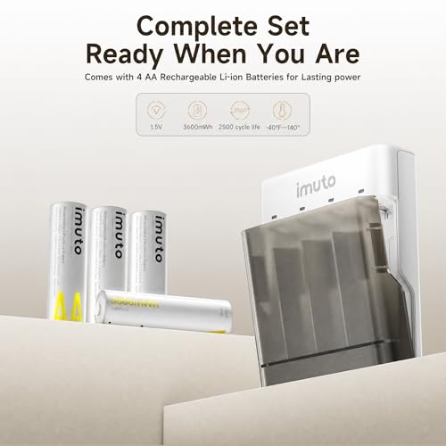 imuto AA Battery Emergency Charger with 3600mWh Rechargeable AA Batteries - Image 5