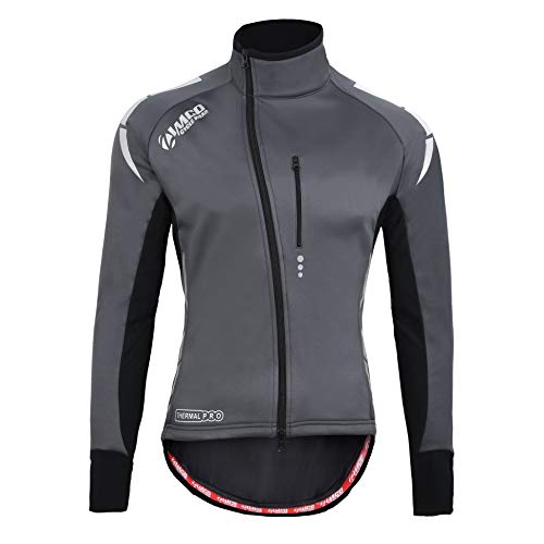 Zimco Pro Men Winter Cycling Jackets High Viz Bicycle Jersey Windproof Thermal Insulated Jacket (Gray, XL) - Thumbnail 2