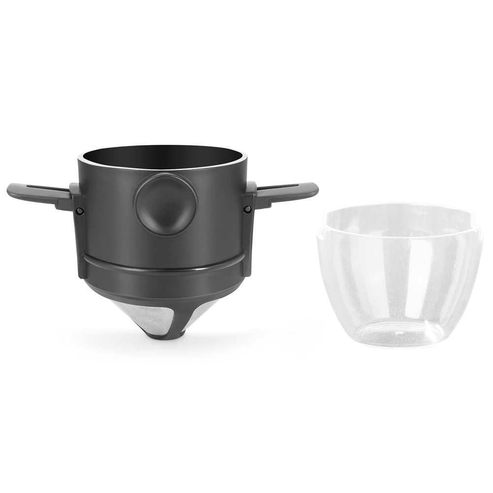 CTRLZS Folding Coffee Filter 304 Stainless Steel Double-Layer Coffee Funnel Telescopic Drip-Free Filter Paper Filter Cup