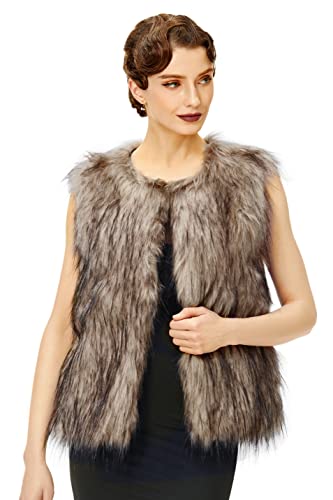 BABEYOND Women’s Faux Fur Vest Short Coat Sleeveless Jacket for Winter Fluffy Outwear with Pockets