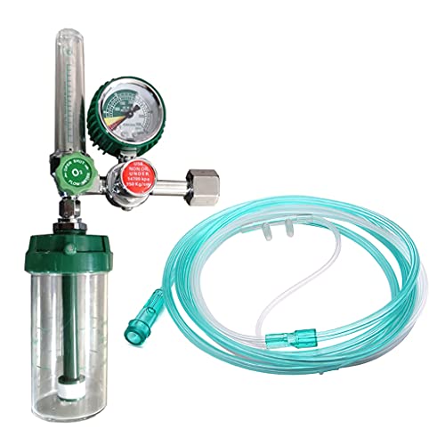 tegongse Oxygen Pressure Regulator, Oxygen Pressure Gas Regulator Inhaler, Pressure Reducer Oxygen Gauge Flow Meter Buoy Type Female Thread and Tube