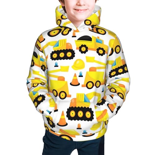 Construction Machinery Truck Hoodie Youth Hooded Sweatshirt 3D Digital Printed With Pockets Tops