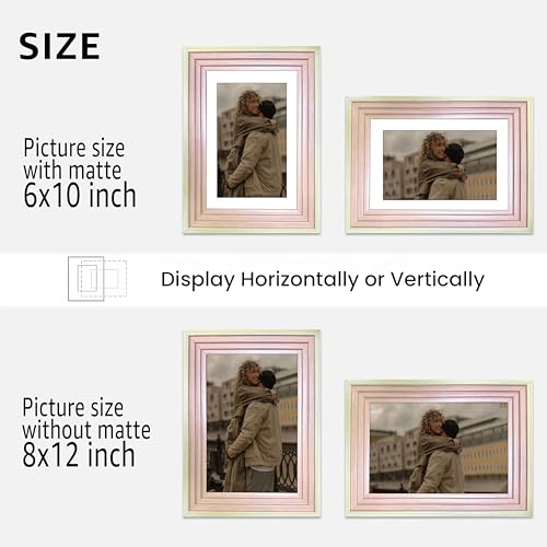 Image of Art Street Luxury Photo Frame for living room, Modern Step Design Photo Frames for Photograph, Art Work, Kids Room Set of 9 (8x12 Inch, Pink)