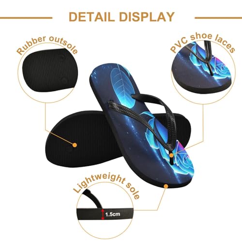 STAYTOP Glowing Blue Rose Flip Flops Sandals of Men's & Women's,Sandals Beach Slippers Shower Slides2