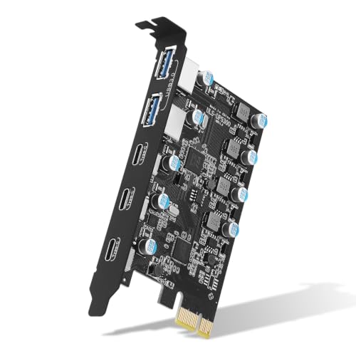 USB 3.0 PCIE Card 5-Port (3X USB C,2X Type A) PCI...